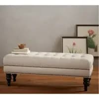 denim patchwork upholstered ottoman